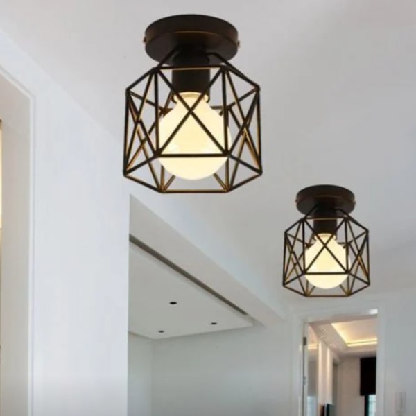 Svart nordisk minimalistisk liten taklampa kreativ gång korridor lampa hall veranda personlighet järn gång lampa