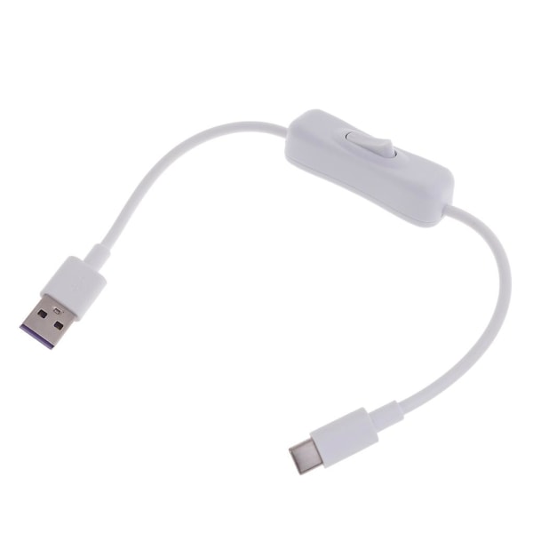 Højhastigheds hvid Type-c USB-kabel med tænd/sluk-knap til telefoner og tablets [DB] 30cm