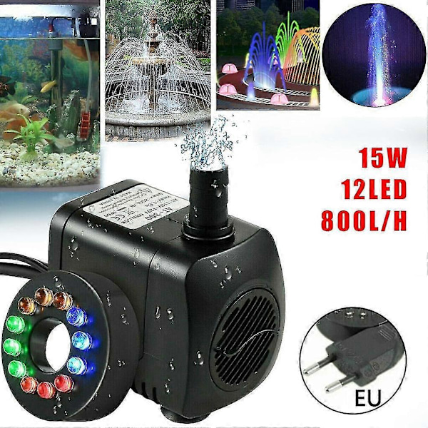 Uppotettava pumppu erittäin hiljainen 8W-12led lyhty uima-allas suihkulähde mikro upotettava pumppu kalalammikko maisema valaiseva suihkulähdepumppu db EU plug