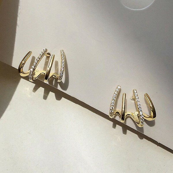 2 par rhinestone nål stud örhängen glänsande fyra klor örhängen geometriska smycken presenter för kvinnor