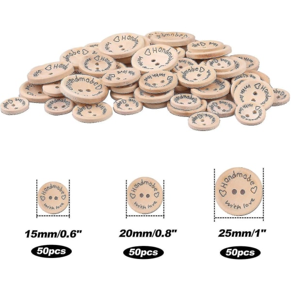 Wooden Buttons, 150 Pieces, Handmade Wooden Buttons