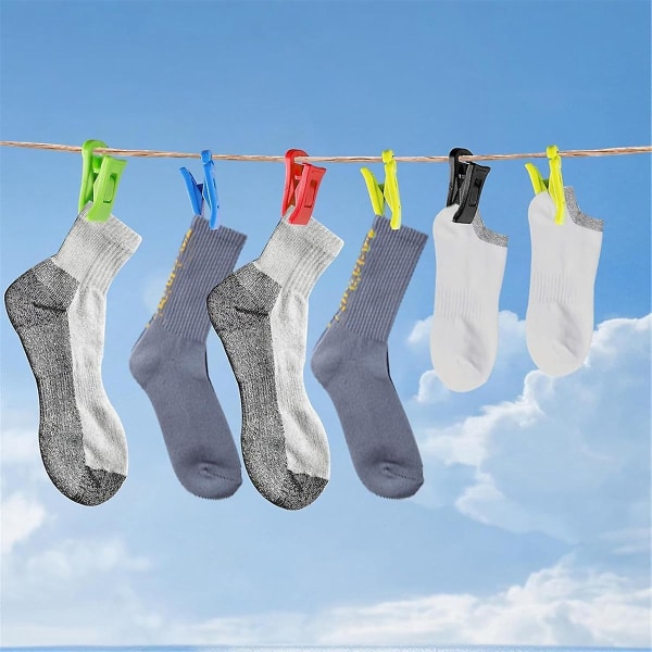 60 sockklämmor för tvättmaskin och torktumlare, sockklämmor med krokar, sockhållare tvättmaskin, dir