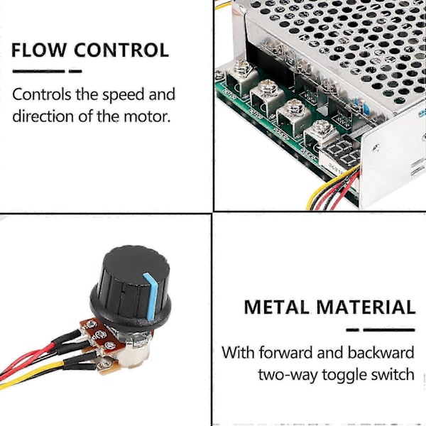 DC 10-55V 100A 3000W Motorvarvtalsregulator Reversibel PWM-kontroll Framåt- och Bakåtregulator-Bra [db] silver