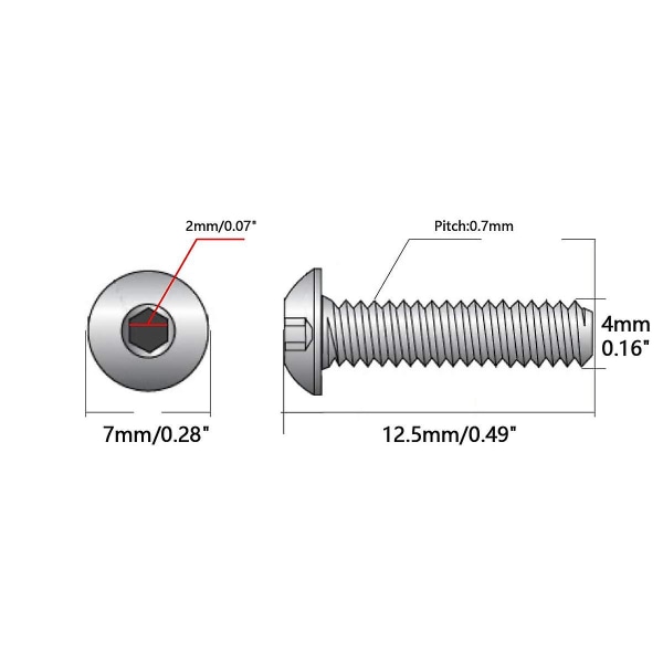 Button Head Socket Cap Screws - Alloy Steel, Fully Threaded, M4x10mm (100pcs)
