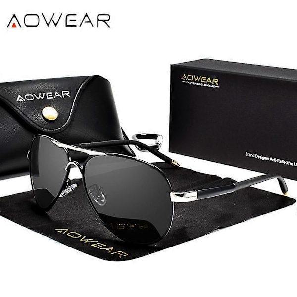 AOWEAR Merkkisuunnittelijan Polarisoidut Aurinkolasit Miehille Lentäjäpinnoite Peili Aurinkolasit Miehille Naisille oculos gafas lentes de sol [db] Brown AOWEAR