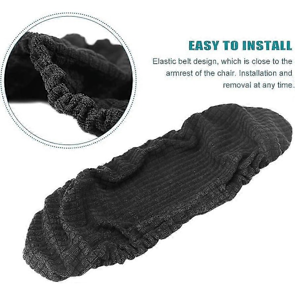 Kontorstol Armlenestol Trekk, 1 par Elastiske Armlenestol Trekk Avtakbare Kontorstol Armlenestolputer Trekk, Armlenestolputer Db Black