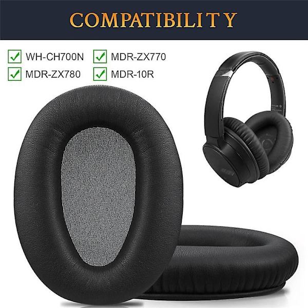 1 par Skumørepropper Pude Læder Ørepude Til Wh-ch700n (whch700n) & Mdr-zx780 (zx780dc)/mdr-zx770 {Db} Black