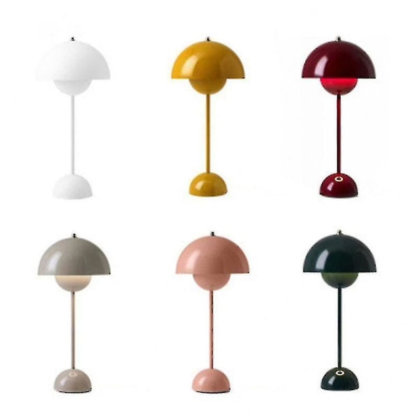 Ny nordisk genopladelig blomst bordlampe sengebord skrivebordslampe svampe soveværelse borddekoration natbordlampe natlys hurtigt [DB] Dark Grey