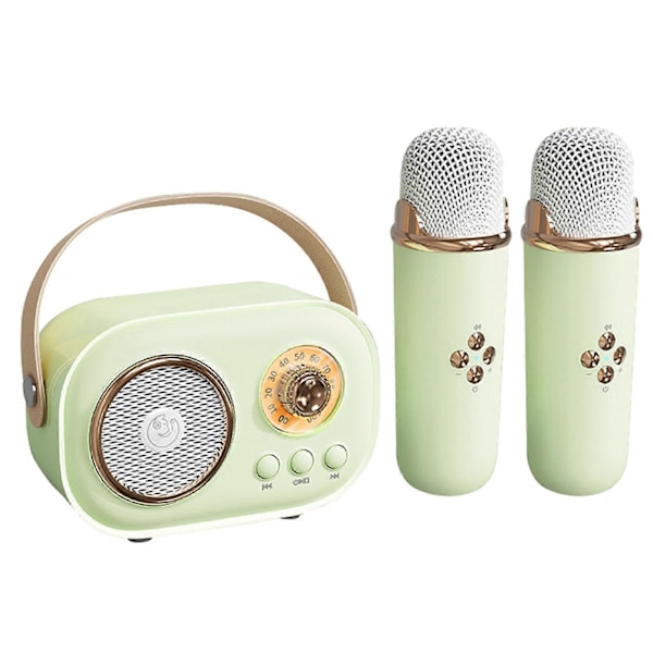 Karaoke-Mikrofon Maskine Legetøj til Børn og Voksne Bluetooth-Kompatibel Karaoke Maskine til Børn og Voksne [DB] Green Double Microphone