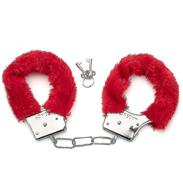 Metalhåndjern med 2 nøgler til cosplay politi Rollespil Legetøj db Red