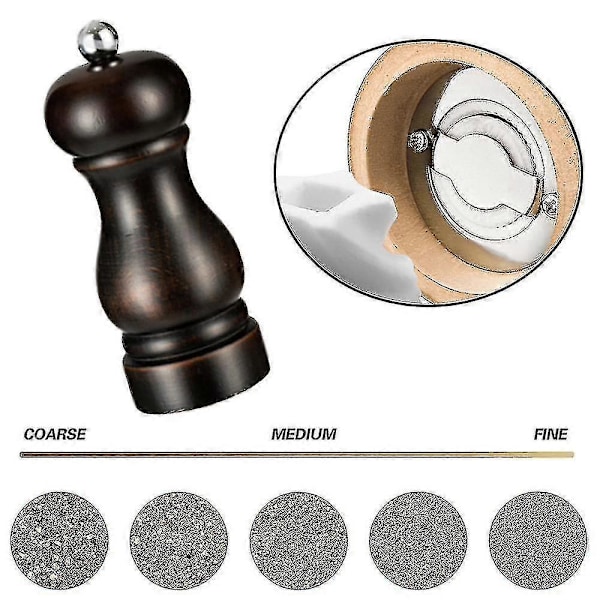 Suola- ja pippurimyllysetti, manuaaliset pippurimyllyt säädettävällä karkeudella, uudelleentäytettävät maustemyllyt db brown 5 inch