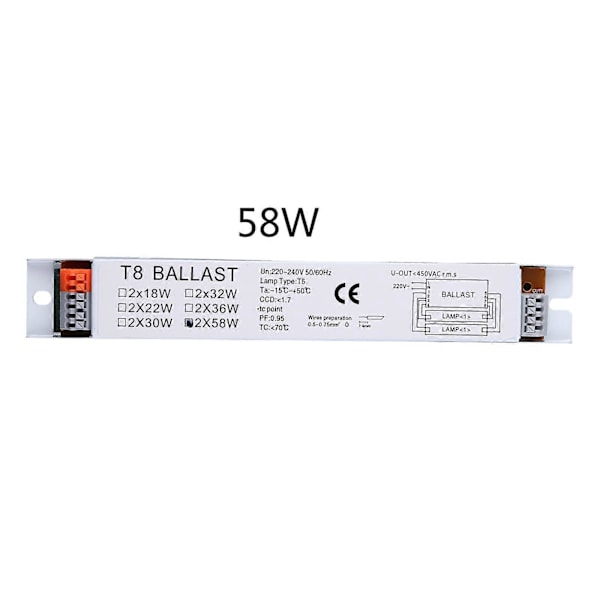 Hög Ballastfaktor Ballast 2x18/30/58W Elektronisk Fluorescerande Lamp Ballast [DB] 58W
