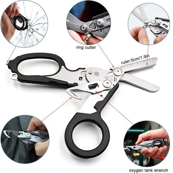 6 i 1 Raptor Response Emergency Shears, Multitool Plier Shears, Tactical Folding Pliers