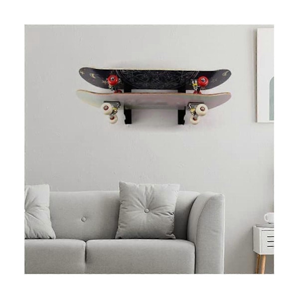 Skateboardväggmonterad Displayställ med Hängare, Akryl Skateboardställ för Longboard Skateboard {Db} Black