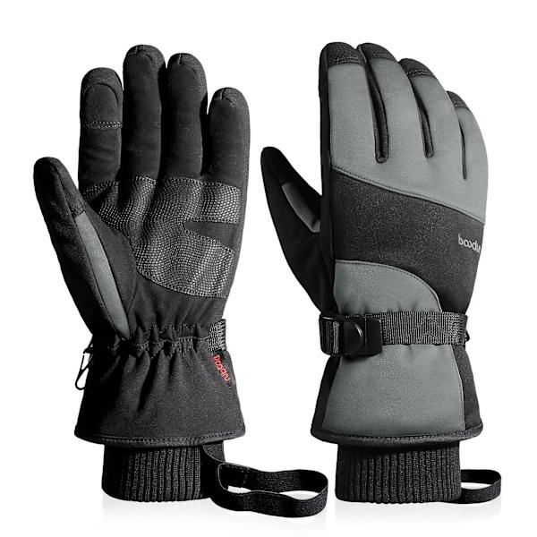 Mænd Ski Handsker Vinter Varme Vindtæt Vandafvisende Touchscreen Fleece Anti-slip Snowboard Snescooter Cykling Ski Handsker Kvinder DB Gray M