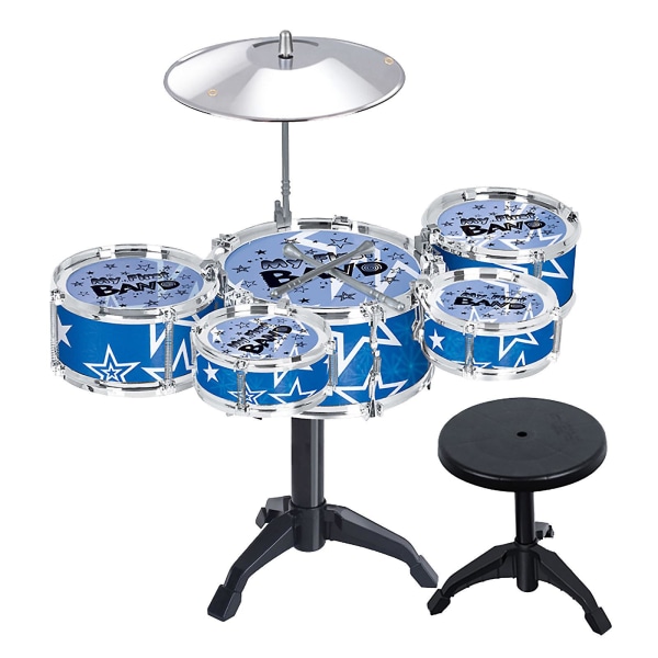 Barntrumset Leksaker Jazztrumset 5 Trummor Med Pall Mini Band Set Musikinstrument Leksaker Födelsedagspresenter För Nybörjare Pojkar Flickor [DB]
