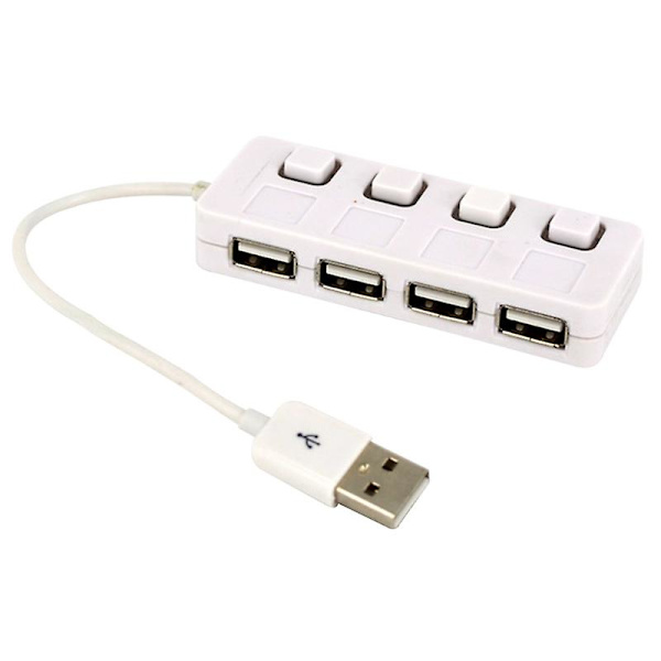 Superhurtig Usb2.0 Hub Multi Usb Splitter 4 Ports Udvidelse 12v Strømadapter {Db} White