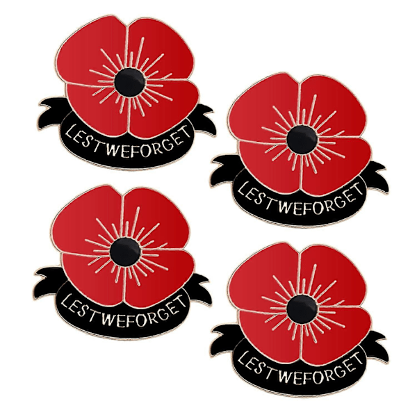 Huskelsesdag 4 stk Røde Valmueblomst Lapel Pin Badge Brooch Lest We Forget Veterandagen Minnedag Søndag Unisex {db}