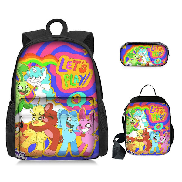 Poppy Playtime-kapittel 3 smilende skapninger student ryggsekk Tredelt ryggsekksett (ryggsekk + lunsjpose + pennal) - db Product 8
