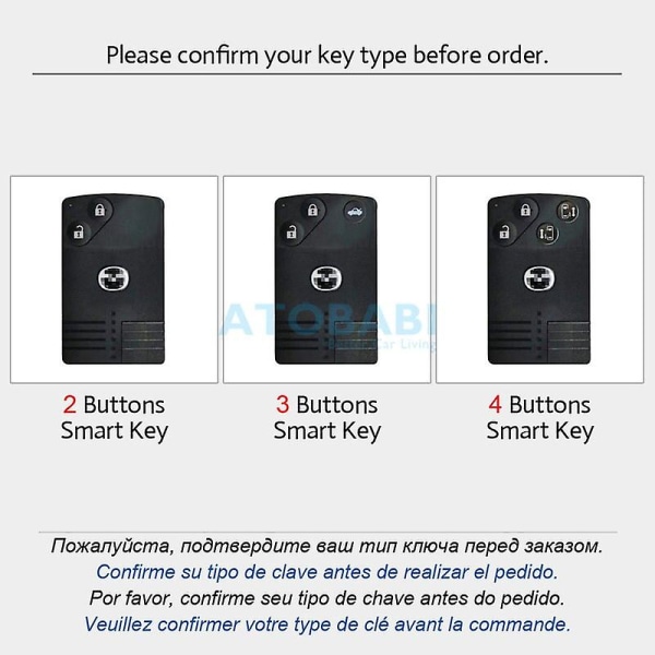 Lærbilnøkkelveske Nøkkelring For Mazda CX-7 CX-9 MX-5 Miata RX-8 2008 2009 Smart Nøkkelfri Fjernkontroll Beskytter Deksel Nøkkelblanker [DB] 4 Buttons