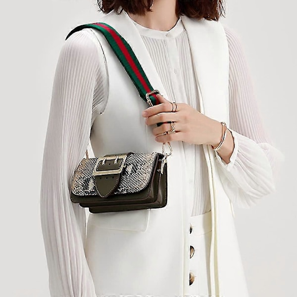 Väska Strap Ersättning Crossbody, 1.5\" Gyllene Spänne Grön & Röd Väska Strap För Kvinnor, Justerbar Väska Straps Ersättning [Db]