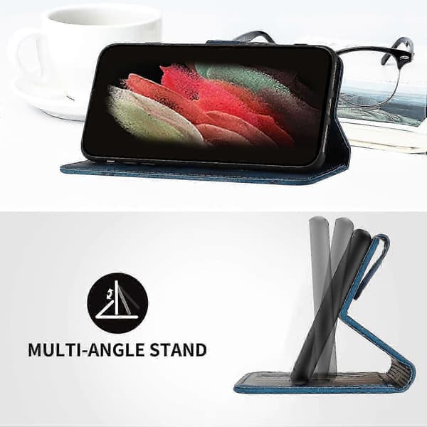 Kompatibelt Magnetiskt Plånboksfodral i Läder för Huawei P30 Lite [DB] Blue
