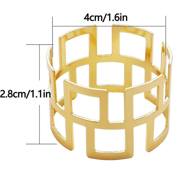 Guld Servettringar Set Om 6, Ihålig Skuren Metall Servettringhållare
