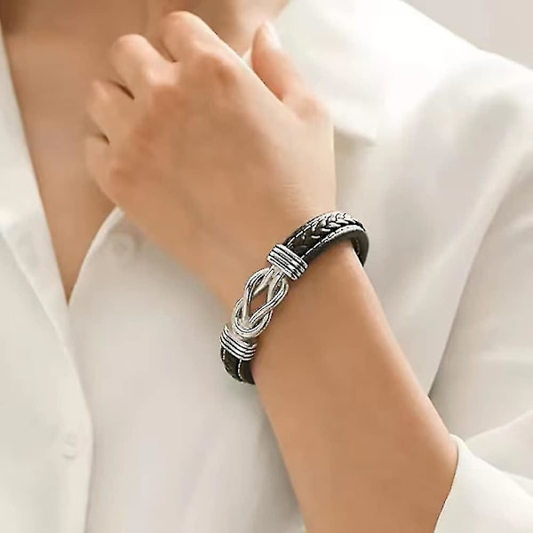 Mor Og Datter For Evigt Forbundet Sammen Flettet Læderarmbånd Kvinder Inspirerende Armbånd Kvinders Rustfrit Flettet Læder [DB] Daughter A