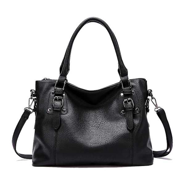 Damväskor Mjukt Läder Retro Vintage Designer Topphandtag Casual Fickor Dam Tote Axelväskor Svart [db]