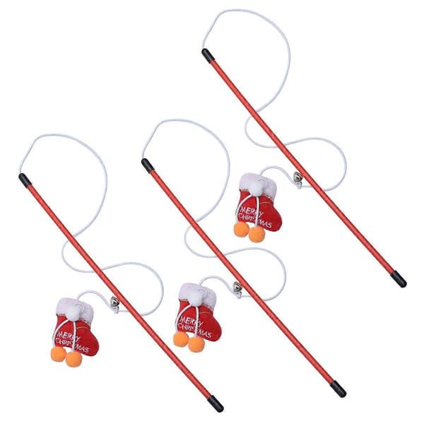 Interaktive katteleker for trening, juletema-pinner 3 stk