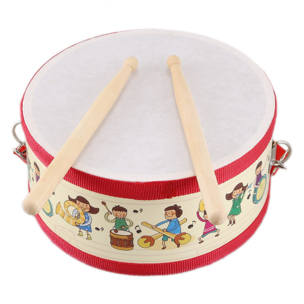 Drum Wood Kids Early Educational Musical Instrument For Children Baby Legetøj Beat Instrument Hand Dru db red  wood color