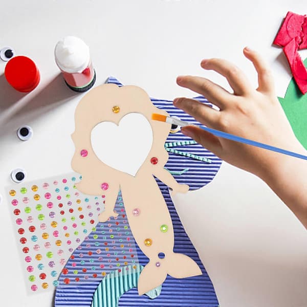 1 set sjöjungfru trähandsspegel för DIY-målning och hantverksprojekt [DB]