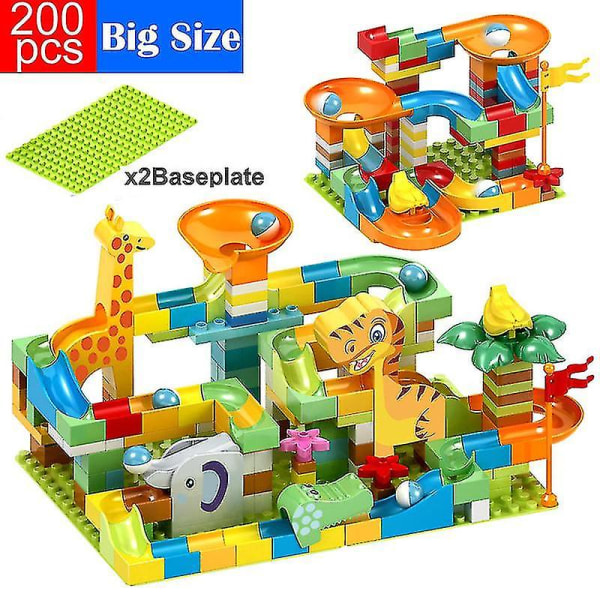 Storlek Marmor Race Run Block Maze Ball Track Byggstenar Funnel Slide Montering Tegelstenar Pedagogiska Leksaker För Barn Gåvor Yw1 Db 104pcs with base