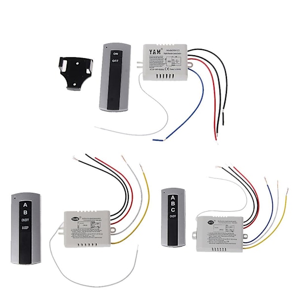 Trådlös 3-kanals On/Off Lampa Fjärrkontroll Switch Mottagare Sändare db