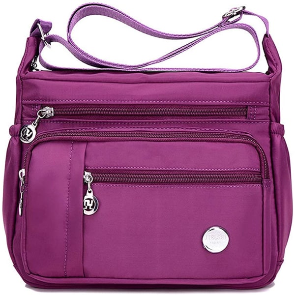 Kvinnors axelhandväska Rymlig väska med flera fickor Damväska Crossbody-väska Modeväska-lila