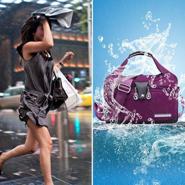 Stor kapacitet Vattentät & Stöldskyddad Fashion Handväska Dam Axelväskor DB Rose Red