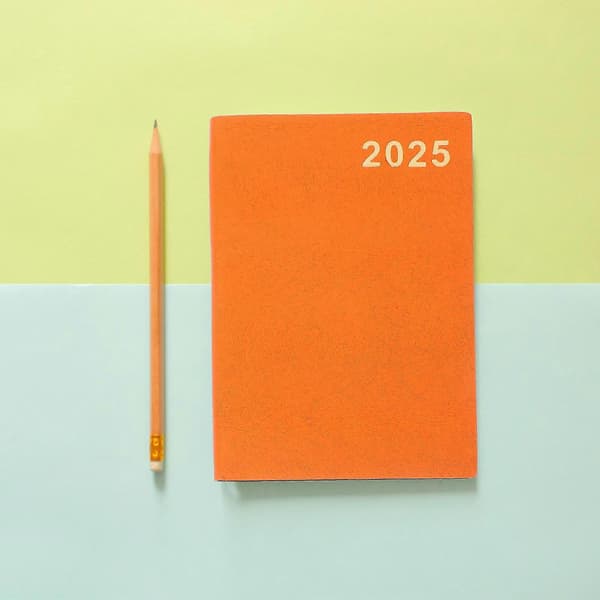 Orange Daglig Planlægger til Skrivebrug med 365 Dages Skema Notesbog