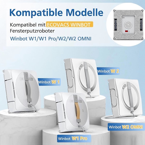 6-pack rengöringspads för Ecovacs Winbot W1 / W1 Pro / W2 / W2 Omni fönsterputsarrobotar, fönsterputsarrobot, tvättbar mikrofiberrengöring [DB]
