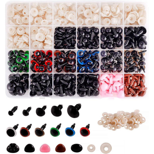 600 stk Farverige plastik sikkerhedsøjne - til Amigurumi håndværk