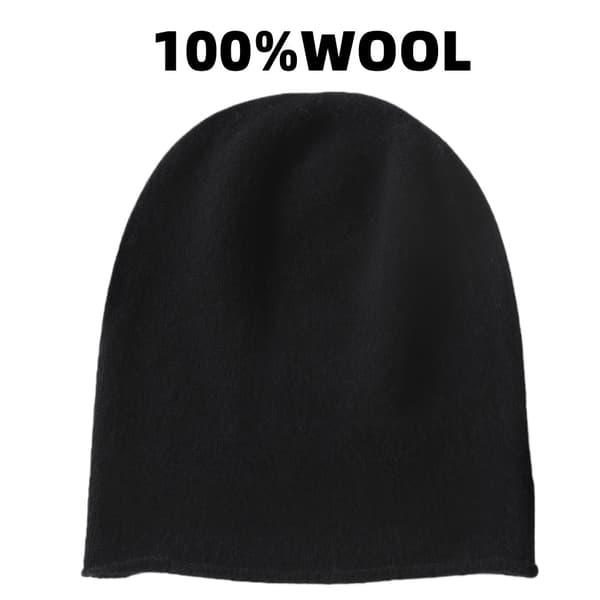 1 stk. Ull-lue - Varm for høst og vinter, elastisk, pustende, stilig design, passer for både menn og kvinner, avslappet vinterhodeplagg [DB] Black