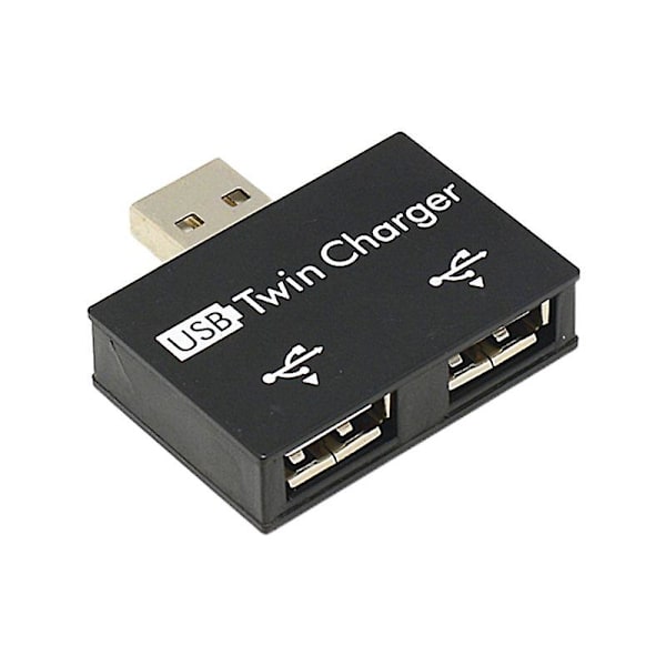 Muodin Mini USB-keskitin 2 porttia USB 2.0 jakaja laturi sovitin matkapuhelimelle PC-tietokoneelle tabletille tarvikkeet [DB] Black