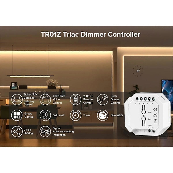Tuya WiFi Älykäs Himmennin Triac Himmennin LED-ohjain APP Kaukosäädin Alexalle Koti C {Db} As Shown