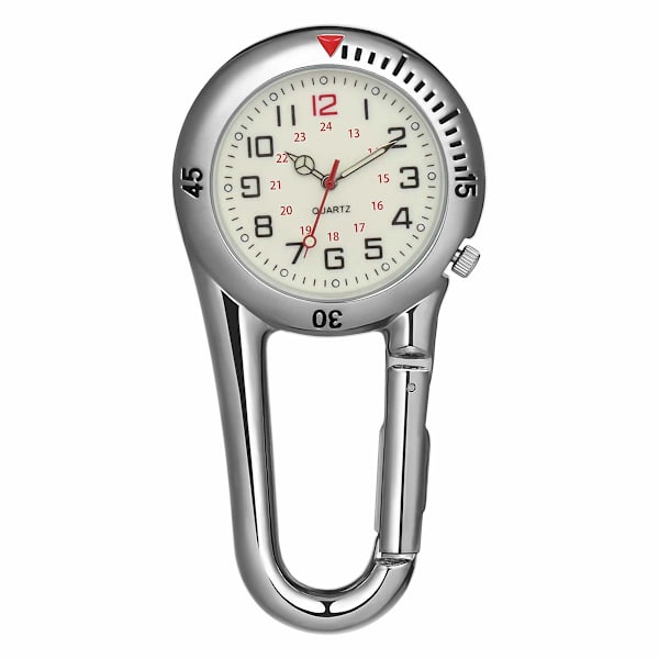 Clip-on Fob-ur, natlyslegeringur, ideel til læger, sygeplejersker, bjergbestigning, bjergbestigning, hvid