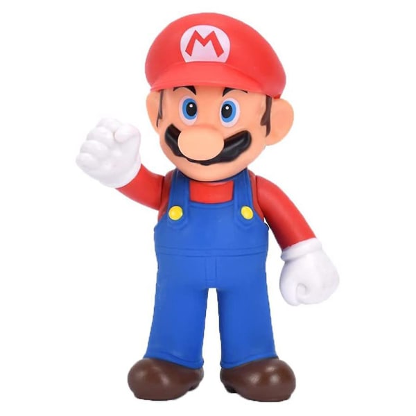 Super Mario Bros Actionfigurer Leksaker Mario Luigi Yoshi Peach Svampsamling Modell Barn Födelsedagspresent[DB] Red Mario