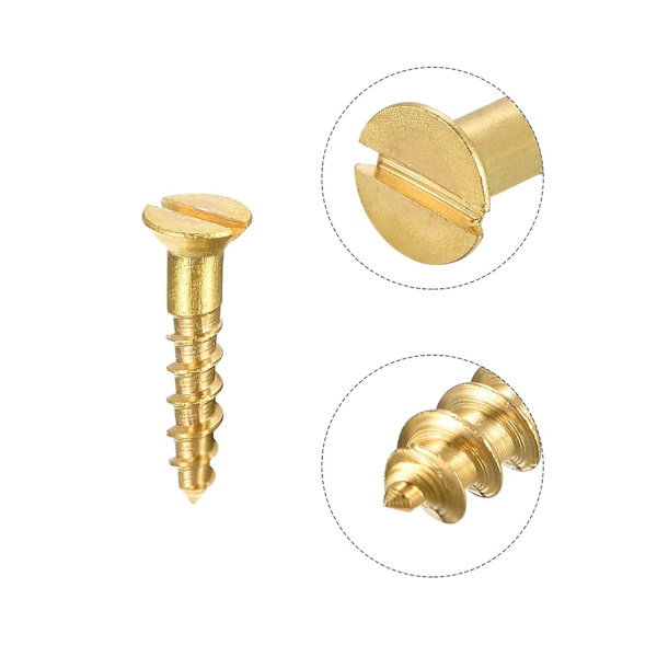 Puuruuvit M2 X 10mm Urattu Litteäkantainen Messinkinen Itsekierteittävät Ruuvit 100 Kpl