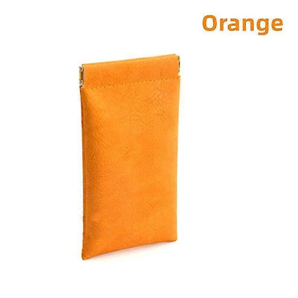 Blød PU Læder Brille Opbevaringspose Solbrille Etui Bærbar Vandtæt Pose 2 stk db Orange