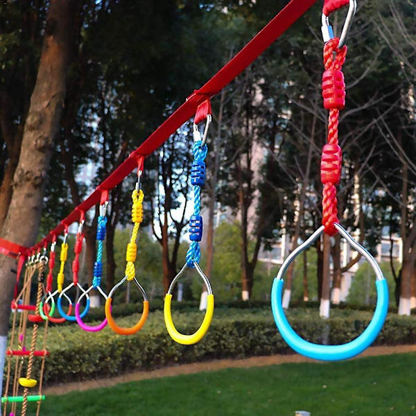 Børns Gymnastik Ring Aerial Boom Pull-Up Farverig Baggård Udendørs Forhindringsbane Ninja Line Kit (Sort)