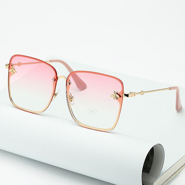 Oversized Rammeløse Firkantede Bie Solbriller Dame Herre Solbriller [DB] Pink