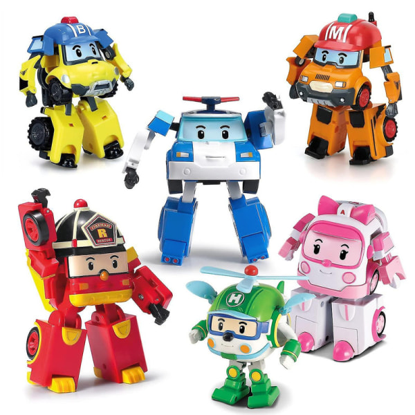 Robocar Poli Transforming Robot, 4" Transformerbar Action Toy Figur Fordon Semesterbil Leksaker Present Db red