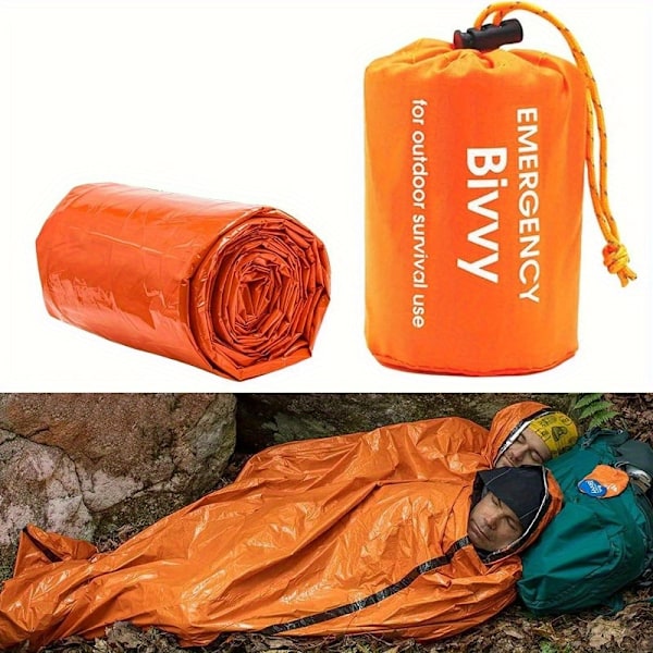 1 stk/2 stk PE-isolerte soveposer, Sovepose for nødsituasjoner utendørs db Orange Cloth Bag